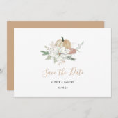 Herfst bruiloft Save The Date bloemenpompoen chic (Voorkant / Achterkant)