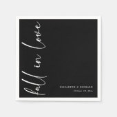 Herfst bruiloft servetten | Modern zwart-wit scrip (Voorkant)