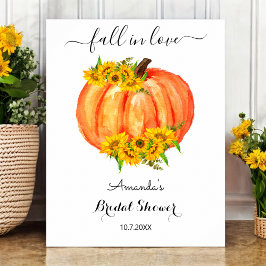Herfst Bruiloft Shower Bloemige Oranje Pompoen Poster