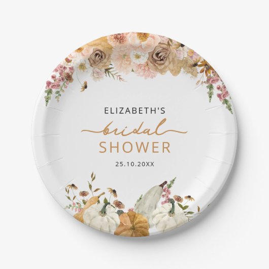 Herfst Bruiloft Shower Papieren Bord met Pompoen (Voorkant)