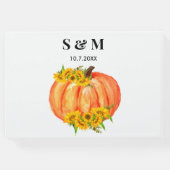Herfst Bruiloft Sinaasappel Pompoen Zonnebloem Gastenboek (Achterkant)