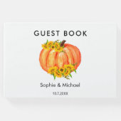 Herfst Bruiloft Sinaasappel Pompoen Zonnebloem Gastenboek (Voorkant)