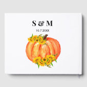 Herfst Bruiloft Sinaasappel Pompoen Zonnebloem Gastenboek (Achterkant)