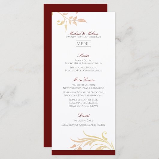 Herfst Bruiloft Spiraal Menu (Voorkant / Achterkant)