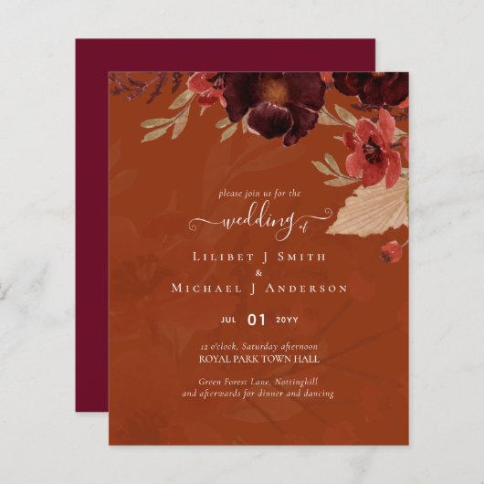 Herfst Bruiloft Suite Terracotta Bourgondië Rood (Voorkant / Achterkant)