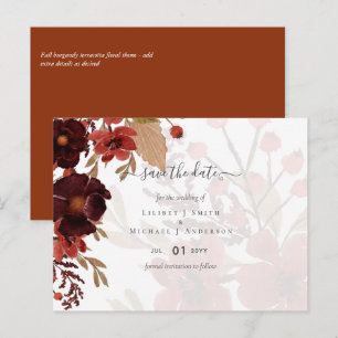 Herfst Bruiloft Suite Terracotta Bourgondië Rood Briefkaart