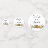 Herfst Bruiloft tafel decor Foto confetti (Achterkanten)