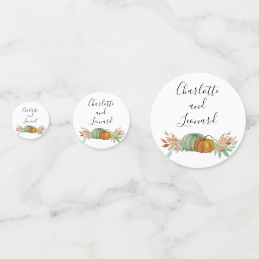 Herfst Bruiloft tafel decor Foto confetti (Achterkanten)