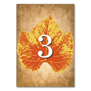 Herfst bruiloft tafel nummers   Rustieke Herfst th Kaart