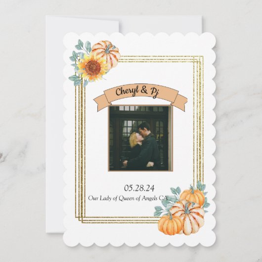 herfst bruiloft thema kaart (Achterkant)