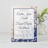 Herfst bruiloft uitnodiging - Champagne en Marine (Staand voorkant)