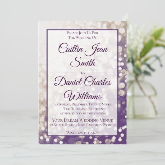 Herfst bruiloft uitnodiging - Champagne en Pruim (Staand voorkant)