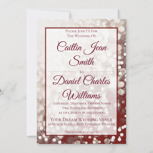 Herfst bruiloft uitnodiging - Champagne en Rood (Voorkant)