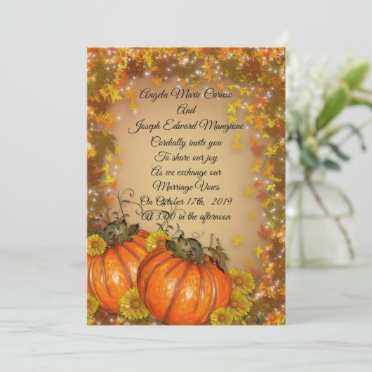 Herfst bruiloft Uitnodiging "Herfst kleuren" (Staand voorkant)