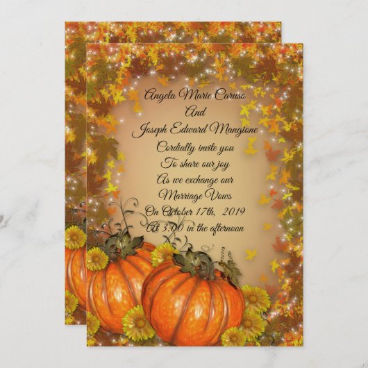 Herfst bruiloft Uitnodiging "Herfst kleuren" (Voorkant / Achterkant)