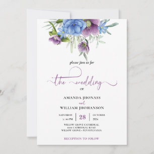 Herfst bruiloft uitnodiging mauve Modern Script