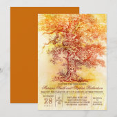 Herfst bruiloft uitnodiging met oude eiken boom (Voorkant / Achterkant)