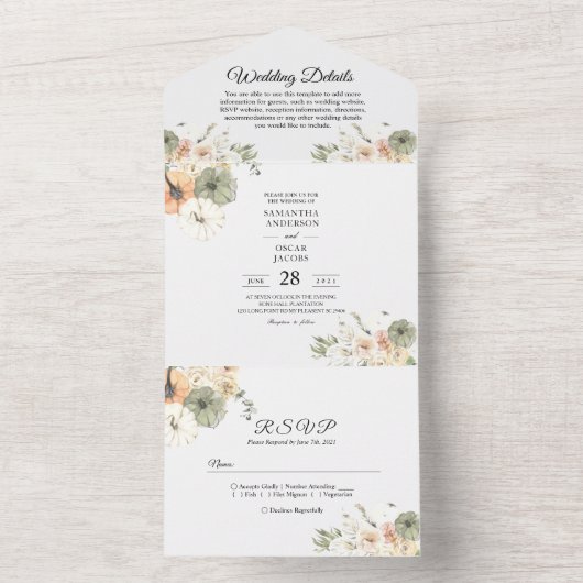 Herfst Bruiloft Uitnodiging Set | Aquarel (Binnen)