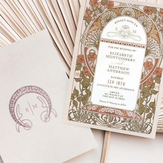 Herfst bruiloft uitnodigingen Art Nouveau door Muc