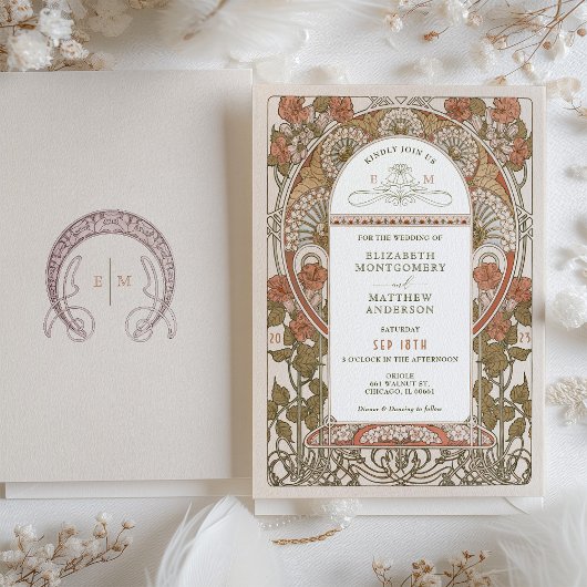 Herfst bruiloft uitnodigingen Art Nouveau door Muc