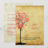 Herfst bruiloft uitnodigingen/rode espenbladeren kaart (Voorkant / Achterkant)