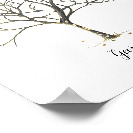 Herfst bruiloft vingerafdruk boom Gastenboek Poster (Hoek)