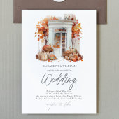 Herfst bruiloft voordeur pompoen kaart