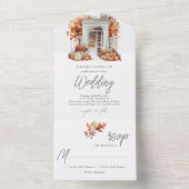 Herfst bruiloft voordeur RSVP All In One Uitnodiging (Binnen)