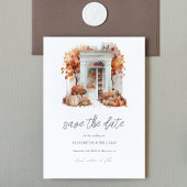 Herfst bruiloft voordeur Save the Date QR Code Kaart