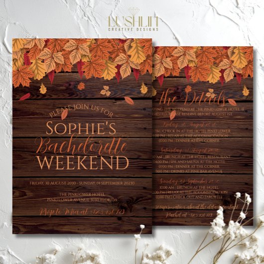 Herfst Bruiloft vrijgezellenweekend & details Kaart