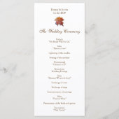 Herfst bruiloft Waterverf Leaf Rackckard Programmakaart (Achterkant)