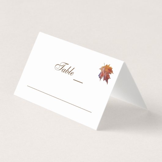 Herfst bruiloft Waterverf Vallen Leaf Place Card Visitekaartje (Voorkant)