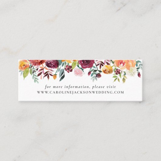 Herfst bruiloft website invoegen Kaart Mini Visitekaartje (Voorkant)