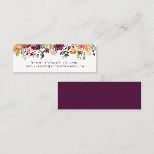 Herfst bruiloft website invoegen Kaart Mini Visitekaartje (Voorkant / Achterkant)