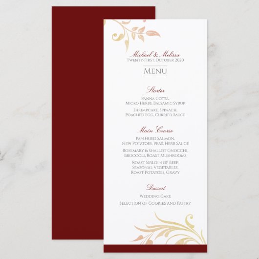 Herfst Bruiloft Werveling Menu (Voorkant / Achterkant)