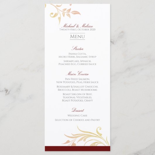 Herfst Bruiloft Werveling Menu (Voorkant)