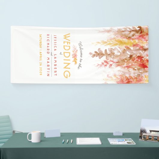 Herfst bruiloft wingkunst oranje bruine welkomstba spandoek (Beurs)