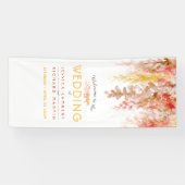 Herfst bruiloft wingkunst oranje bruine welkomstba spandoek (Horizontaal)