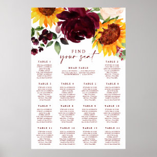 Herfst Bruiloft Zitplaats Grafiek Zonnebloemen Roz Poster