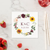 Herfst bruiloft zonnebloem krans Rozen bordeaux ro Servet (Insitu)