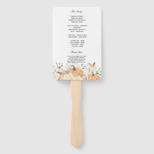 Herfst Bruiloftsprogramma waaier met landelijke ui (Achterkant)