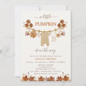 Herfst Bruin Beige Foliage Clothesline Baby shower Kaart (Voorkant)