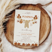 Herfst Bruin Beige Foliage Clothesline Baby shower Kaart