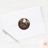 Herfst Bruin Gedroogde Botanische Huwelijk Ronde Sticker (Envelop)