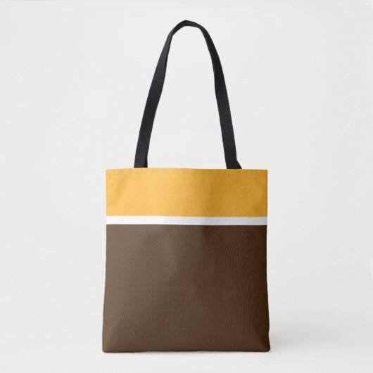 Herfst Bruin Geel Sinaasappel Wit Kleurblok Tote Bag (Voorkant)