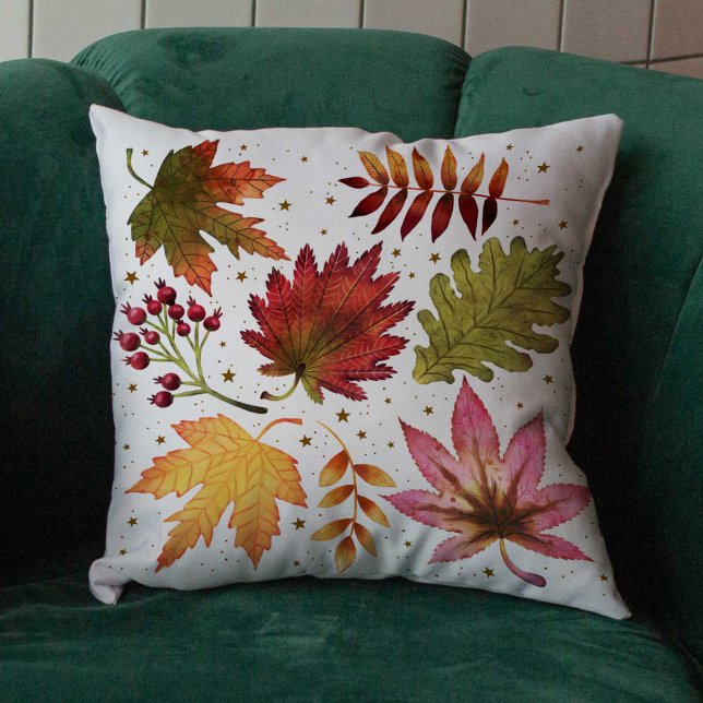 Herfst Bruin Herfstbladeren Oogstpatroon Kussen (Fall Brown Autumn Leaves Harvest Pattern Throw Pillow)