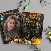 Herfst bruin schuur hout bloemenfoto graduatie par kaart