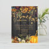 Herfst bruin schuur hout bloemenfoto graduatie par kaart (Staand voorkant)