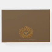 Herfst bruin van witte oranje bladmonogram bruilof gastenboek (Achterkant)