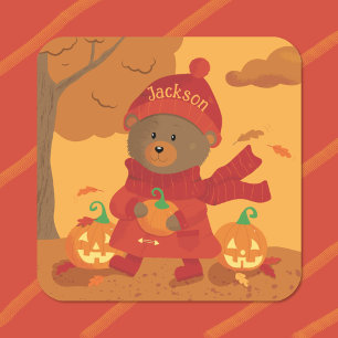 Herfst Bruine Beer Kind Sticker